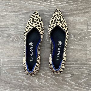 Rothy’s retired leopard print Point Ballet Flat with Signature Blue Halo